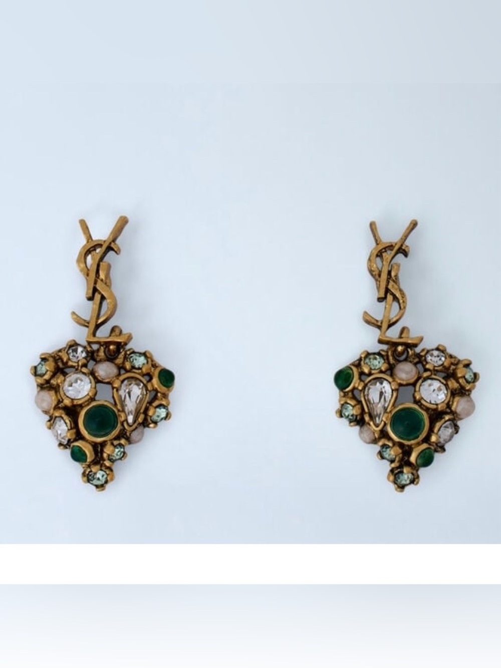 SAINT LAURENT YSL logo Crystal embellished drop earrings